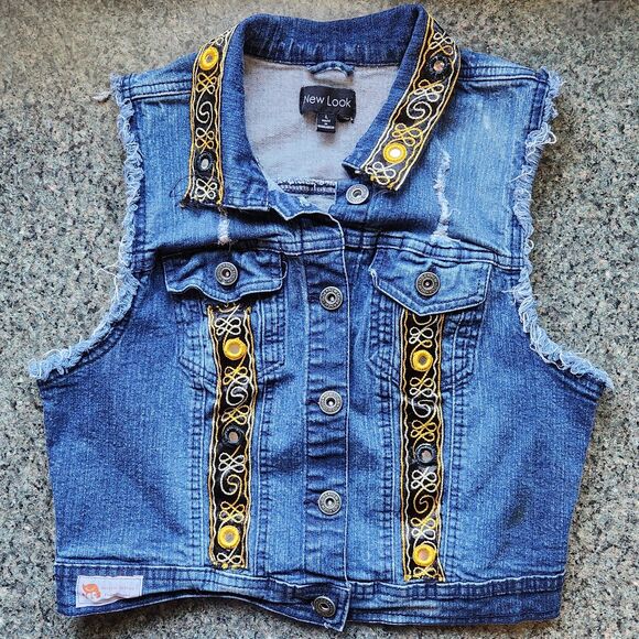 New Look Girl's Denim Jean Vest Size L - Picture 1 of 10